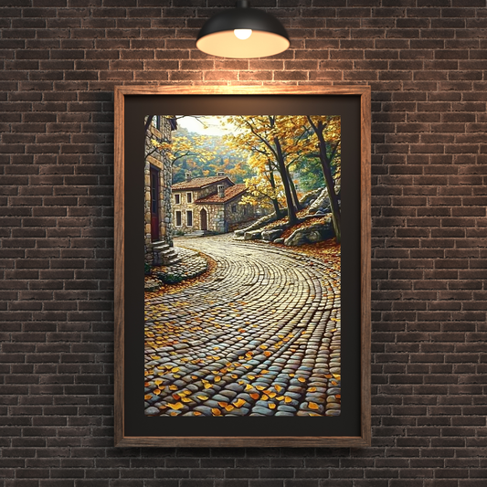 Tranquil Turkish Village in Autumn – Minimalist Art Poster