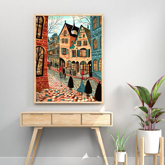 Whimsy of the Cobbled Lane Wall Art – Matte Paper Framed Poster